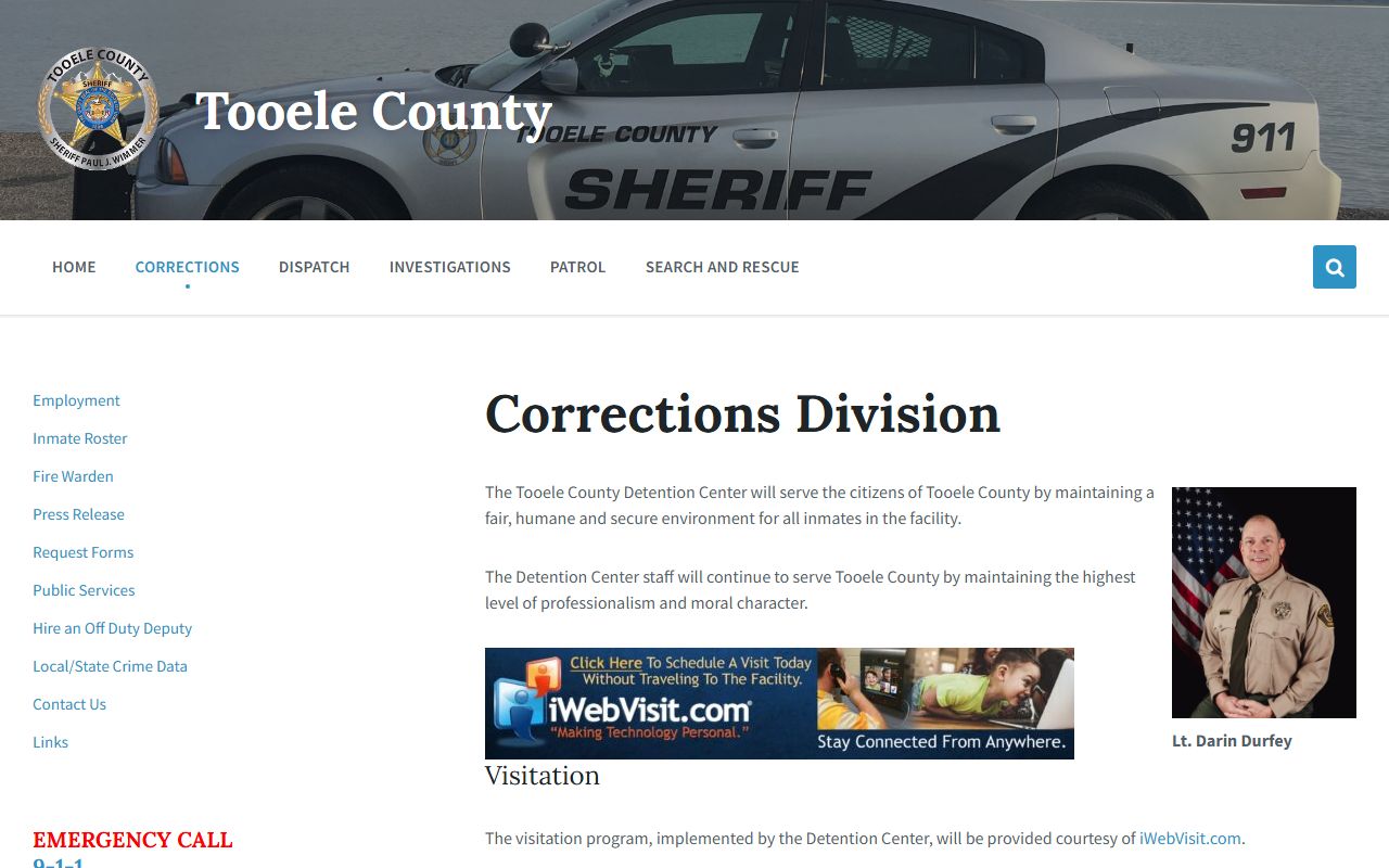 Tooele County Detention Center corrections division inmate lookup