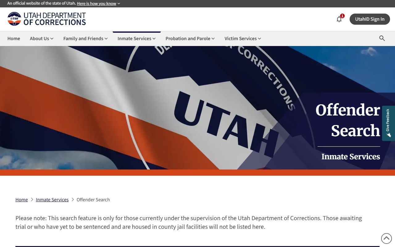 Tooele County jail mugshots state prison photo distinction in UDC offender search